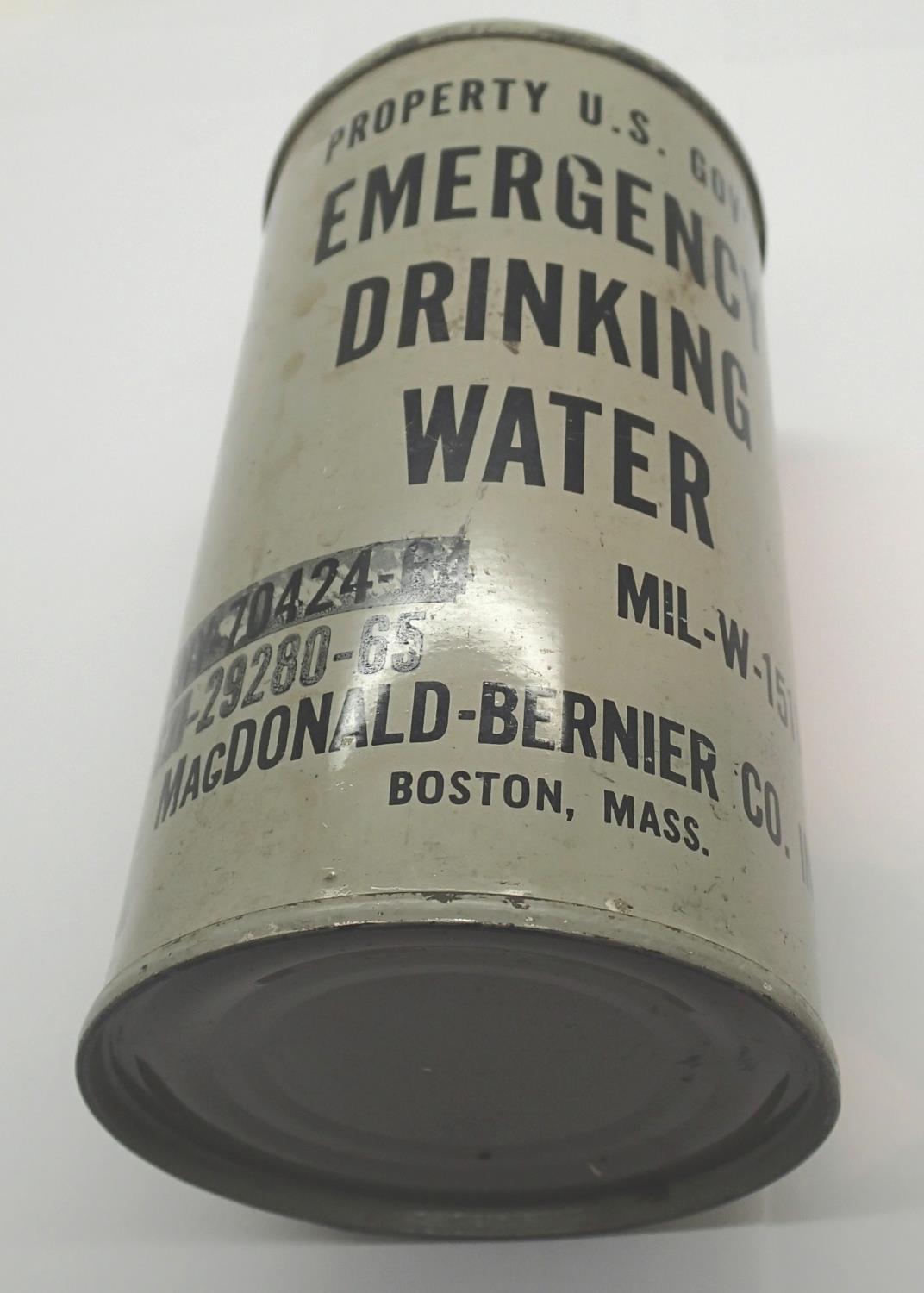 American WWII type canned emergency drinking water from Macdonald Bernier Co. P&P Group 1 (£14+VAT - Image 2 of 2