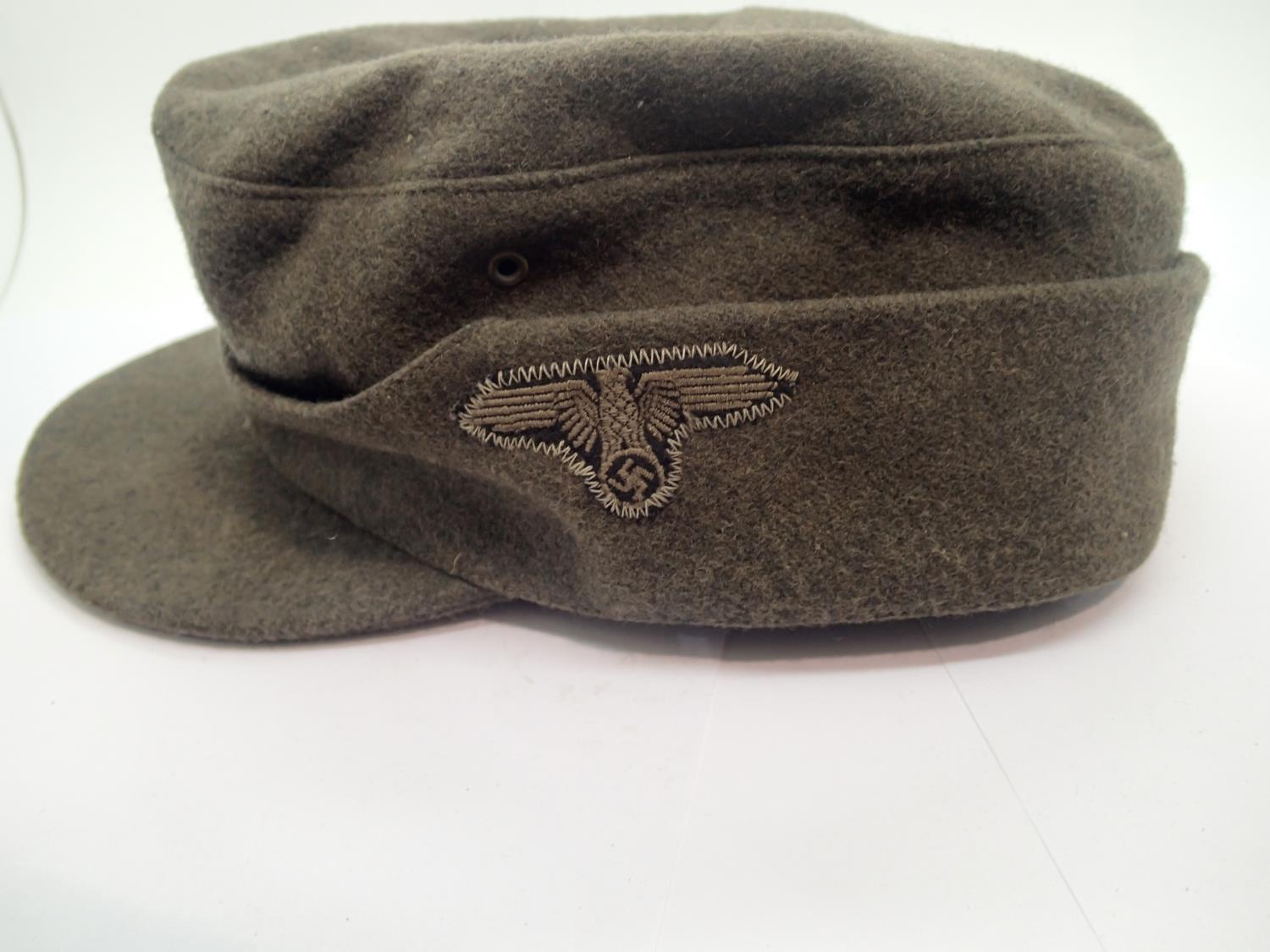 WWII style Waffen SS M43 Ski cap, Concentration Camp made from blanket material. P&P Group 2 (£18+ - Image 5 of 7