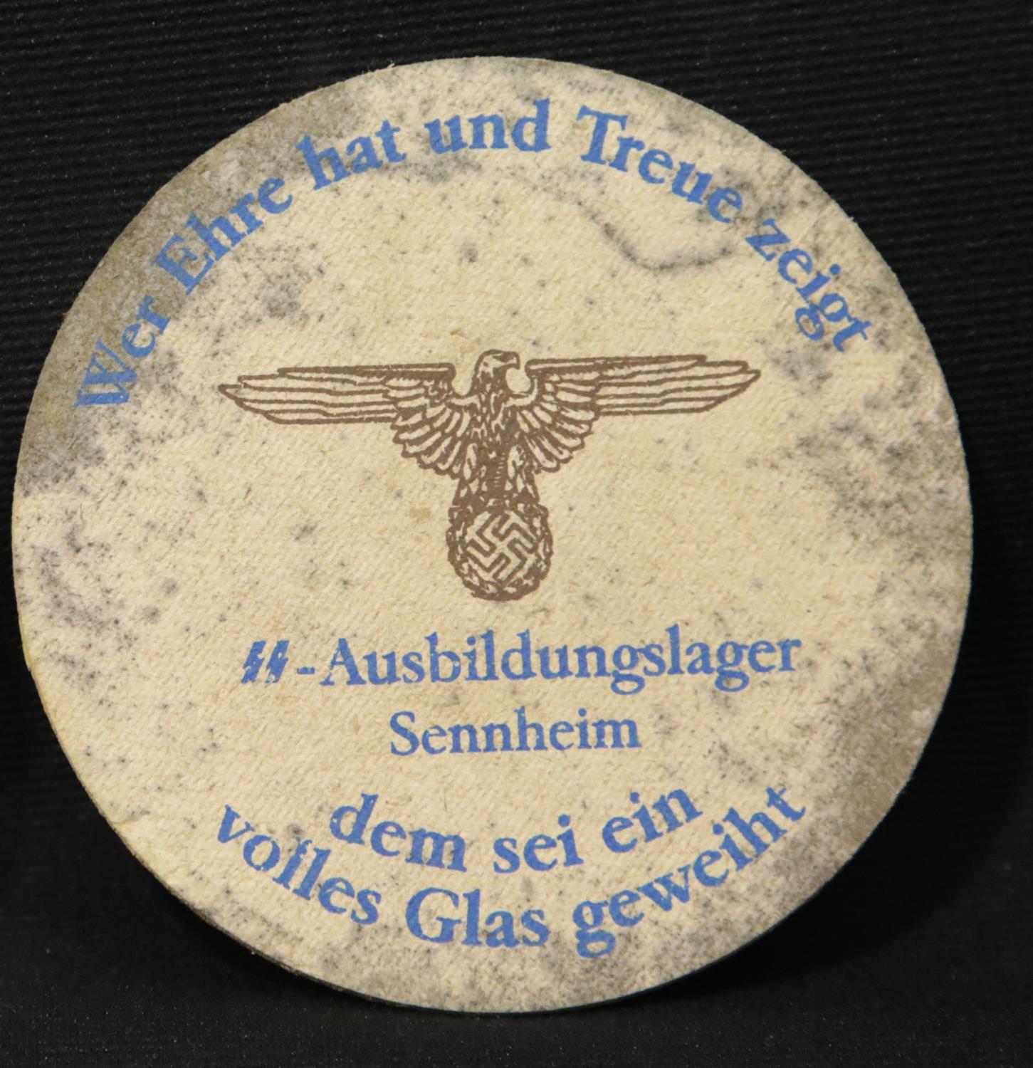 WWII style German Waffen SS beermat D: 11 cm. P&P Group 1 (£14+VAT for the first lot and £1+VAT