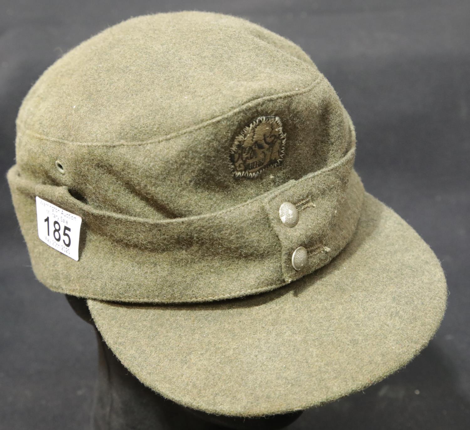 WWII style Waffen SS M43 Ski cap, Concentration Camp made from blanket material. P&P Group 2 (£18+