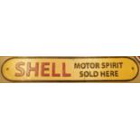 Cast iron Shell Motor Spirit sign, L: 50 cm. P&P Group 2 (£18+VAT for the first lot and £2+VAT for