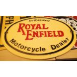 Cast iron Royal Enfield wall sign, L: 29 cm. P&P Group 2 (£18+VAT for the first lot and £2+VAT for