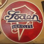 Cast iron Foden Trucks sign, D: 24 cm. P&P Group 2 (£18+VAT for the first lot and £2+VAT for