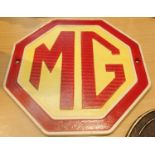 Cast iron MG Motors wall sign, H: 24 cm. P&P Group 2 (£18+VAT for the first lot and £2+VAT for