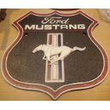 Cast iron Ford Mustang sign, H: 25 cm. P&P Group 2 (£18+VAT for the first lot and £2+VAT for