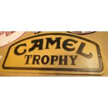 Large cast iron Camel Trophy sign, L: 40 cm. P&P Group 2 (£18+VAT for the first lot and £2+VAT for