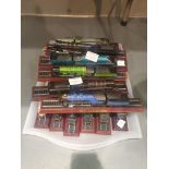 Seventeen Model steam locomotives on plinths. P&P Group 3 (£25+VAT for the first lot and £4+VAT