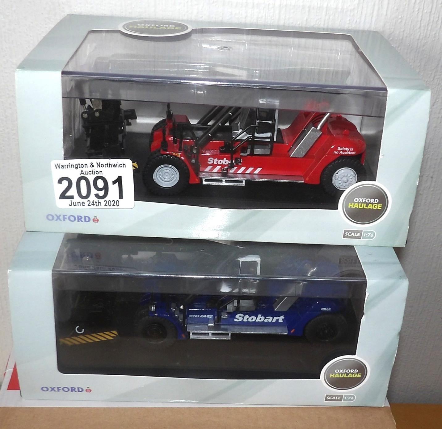 Oxford 1.76 Scale x 2 Both Stobart 1 (RED) 1 (BLUE). P&P Group 2 (£18+VAT for the first lot and £2+