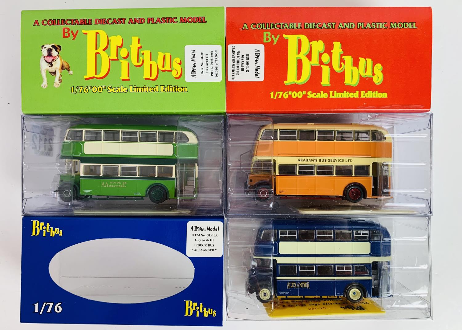 3x Britbus 1:76 Buses - Including: GL-03 Guy Arab III Dodds of Troon, GL-02 Guy Arab III Grahams,