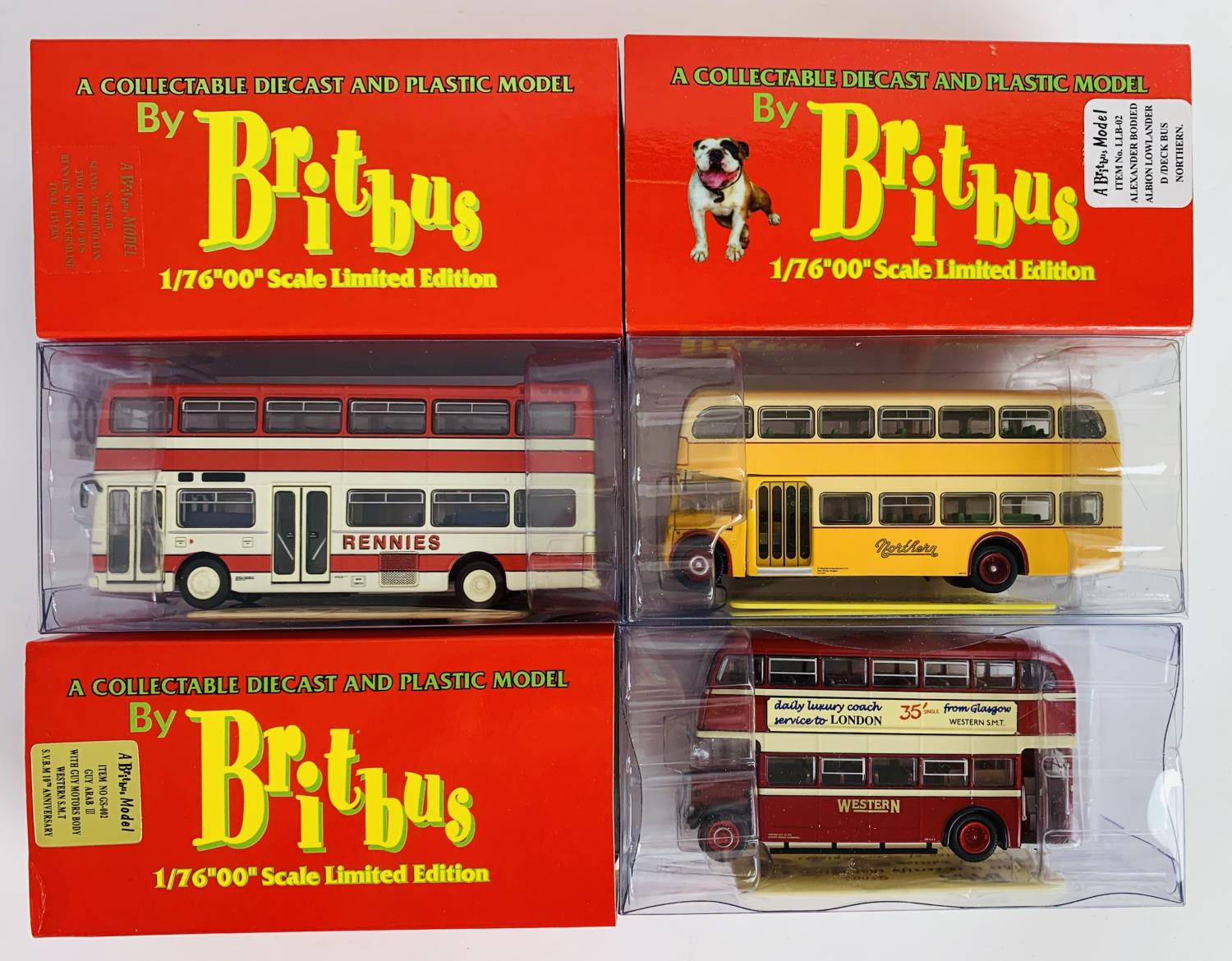 3x Britbus 1:76 Buses - Including: LLB-02 Northern Albion Lowlander, GS-002 Guy Arab Western SMT,