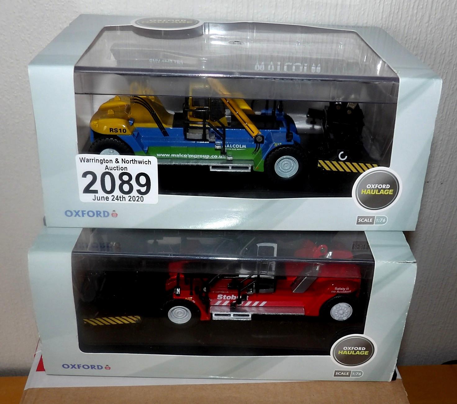 Oxford 1.76 Scale x 2 Conacranes WH Malcolm, Stobart (RED). P&P Group 2 (£18+VAT for the first lot