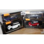 IXO X 4 1.43 Scale x 2 Jaguar + 1 Mini + 1 Premium X Land Rover Evoque. P&P Group 2 (£18+VAT for the