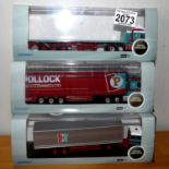 Oxford 1.76 Scale Haulage x 3 Pollock ERF, Pollock Mercedes Actros, Pollock DAF 330. P&P Group 1 (£