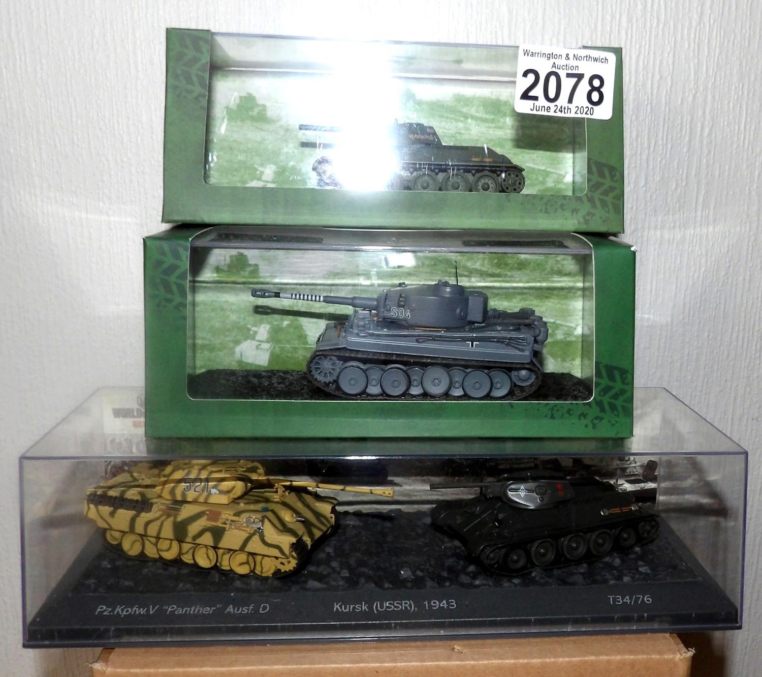 Atlas x 3 1.72 Scale World of Tanks Set. T34 Eastern Front, V1 Tiger Ausf. E. P&P Group 2 (£18+VAT