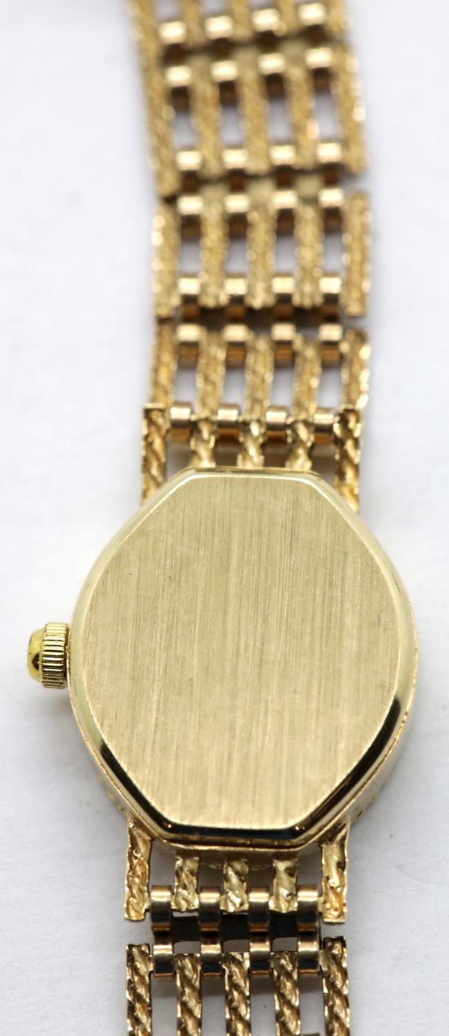 9ct gold ladies Rotary wristwatch on a 9ct gold bracelet. Total weight 15.1g. P&P Group 1 (£14+VAT - Image 2 of 3