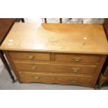 Edwardian walnut chest of two short over two long drawers, 108 x 47 x 76 H. This lot is not