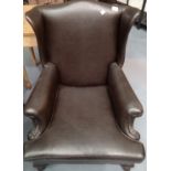 Recently re-upholstered antique wingback arm chair. This lot is not available for in-house P&P.