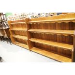 Pair of large mahogany waterfall bookcases 150 x 129 cm H. This lot is not available for in-house