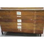 Large vintage seven drawer plan chest, raised on metal frame base, 115 x 84 x 81 cm. This lot is not