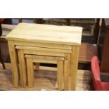 Modern beech nest of three graduated occasional tables, largest 60 x 34 x 53 cm. This lot is not