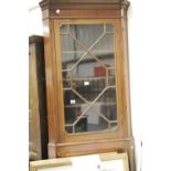 19th century mahogany glazed corner cabinet, with astragal glazed display door above panelled