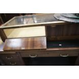 Brass bound Walnut counter top display case, lacking front glass 125 x 55 x 30 cm H. This lot is not