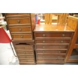 Reproduction mahogany bedroom chest of six drawers and a pair of three drawer bedside chests. This