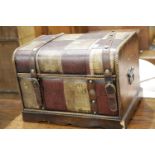 Antique type leather covered chest, 49 x 35 x 34 cm. This lot is not available for in-house P&P