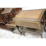 Vintage drop leaf tea trolley and two side tables. This lot is not available for in-house P&P