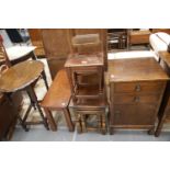 Collection of mixed vintage furniture including tables. This lot is not available for in-house P&P