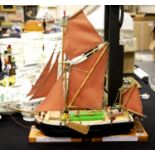 Scratch built Spritsail London barge built by a disabled seaman in the late 1940s, L: 28" H: 29",