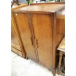 Vintage oak two door tallboy. 48 x 82 x 124 cm H. This lot is not available for in-house P&P.