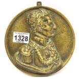 Cast brass wall plaque of Wellington D: 16 cm. P&P Group 1 (£14+VAT for the first lot and £1+VAT for