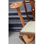 Contemporary pine pedestal with barley twist supports, H: 94 cm. This lot is not available for in-