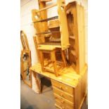 Collection of pine furniture including a desk and kitchen units. This lot is not available for in-