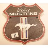 Cast iron Mustang shield sign, 25 x 24 cm. P&P Group 2 (£18+VAT for the first lot and £2+VAT for