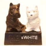 Cast iron Black & White Scotch Whisky Terrier dogs on base figurine, H: 15 cm. P&P Group 2 (£18+