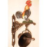 Cast iron exterior Cockerel wall bell, H: 46 cm, Depth: 22 cm. P&P Group 3 (£25+VAT for the first