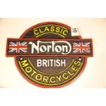 Cast iron Norton British Motorcycles sign, 20 x 25 cm. P&P Group 2 (£18+VAT for the first lot and £