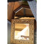 Bevelled edge square brass framed mirror with octagonal mahogany framed mirror. This lot is not