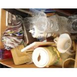 Mixed box of collectables including Murano fish, wax lamp, Ferguson radio etc. This lot is not