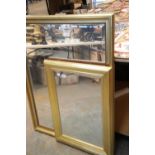 Large bevelled edge gilt framed mirror, 113 x 87 cm. (Large mirror only). This lot is not