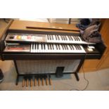 Large twin keyboard Kingston electric organ model no 299, serial no 4556. This lot is not