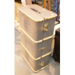 Large wood bound vintage type travel trunk. This lot is not available for in-house P&P