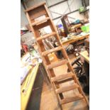 Set of vintage wooden step ladders. This lot is not available for in-house P&P