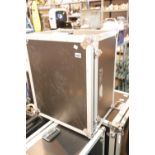 Large metal bound flight case, 40 x 55 x 65 cm. THIS LOT WILL INCUR VAT AT 20% ON TOP OF THE