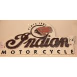 Cast iron Indian Motorcycle sign, 30 x 15 cm. P&P Group 2 (£18+VAT for the first lot and £2+VAT