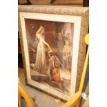 Large gilt framed and glazed E Blair Leighton 1901 print of a knighting ceremony. This lot is not