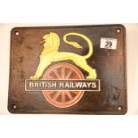 Cast iron British Railways sign, 29 x 22 cm. P&P Group 2 (£18+VAT for the first lot and £2+VAT for