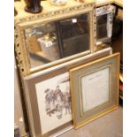 Two mirrors and a framed print. This lot is not available for in-house P&P